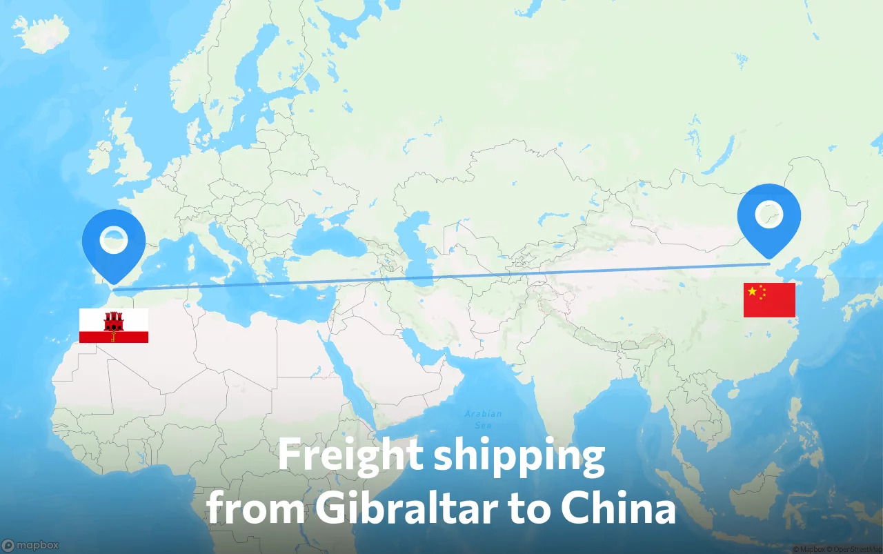 Shipping route from Gibraltar to China