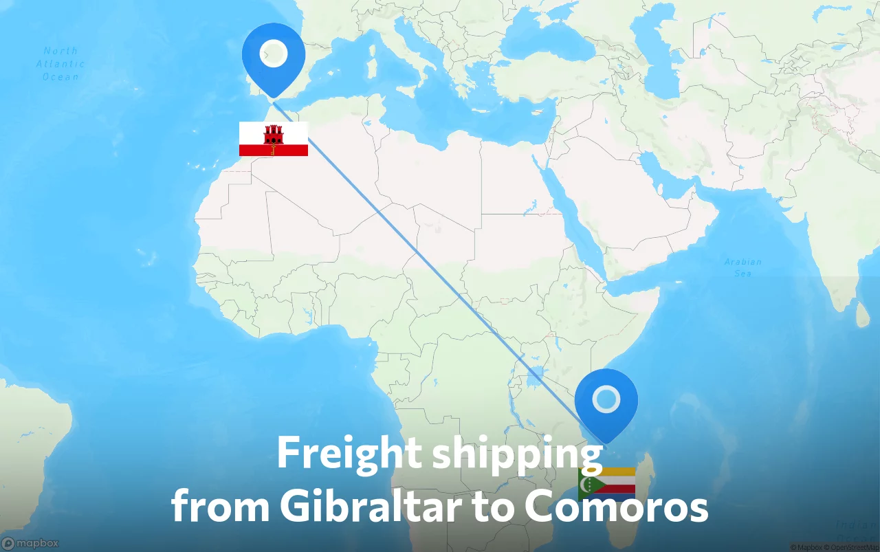 Shipping route from Gibraltar to Comoros