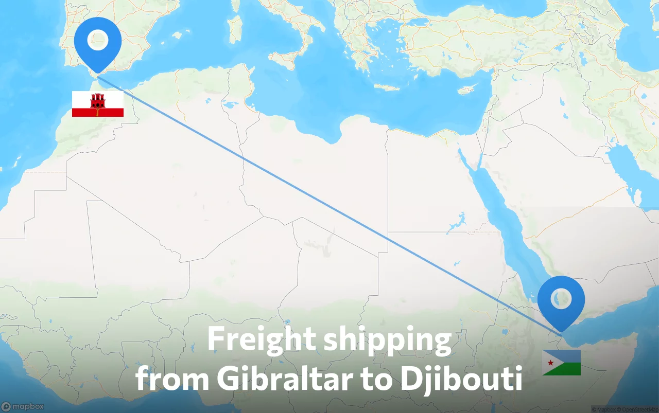 Shipping route from Gibraltar to Djibouti