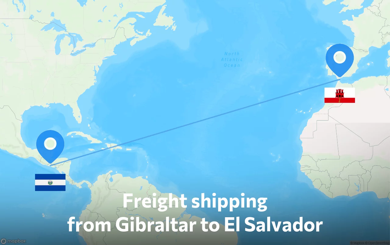 Shipping route from Gibraltar to El Salvador