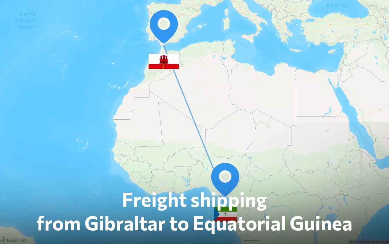Shipping route from Gibraltar to Equatorial Guinea