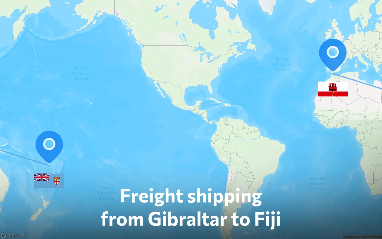 Shipping route from Gibraltar to Fiji