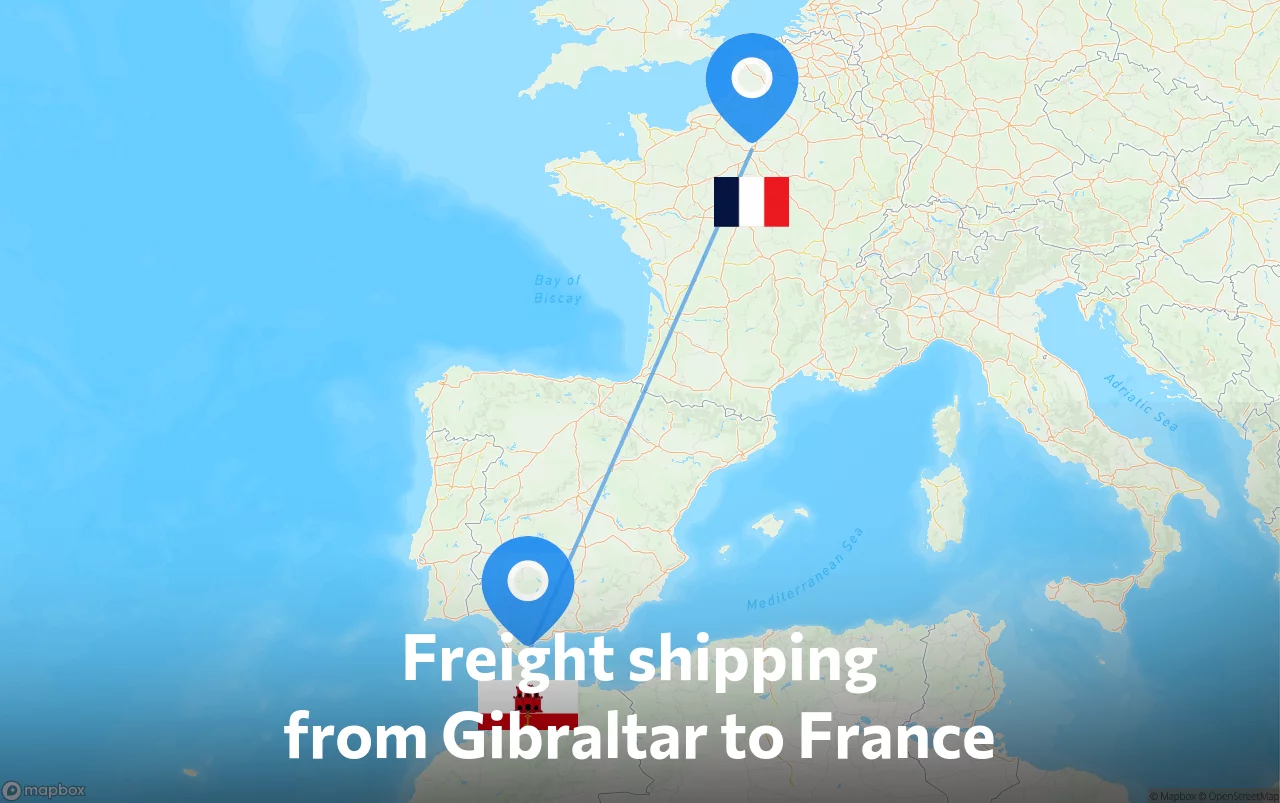 Shipping route from Gibraltar to France