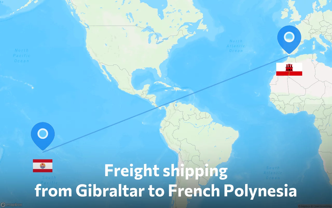 Shipping route from Gibraltar to French Polynesia