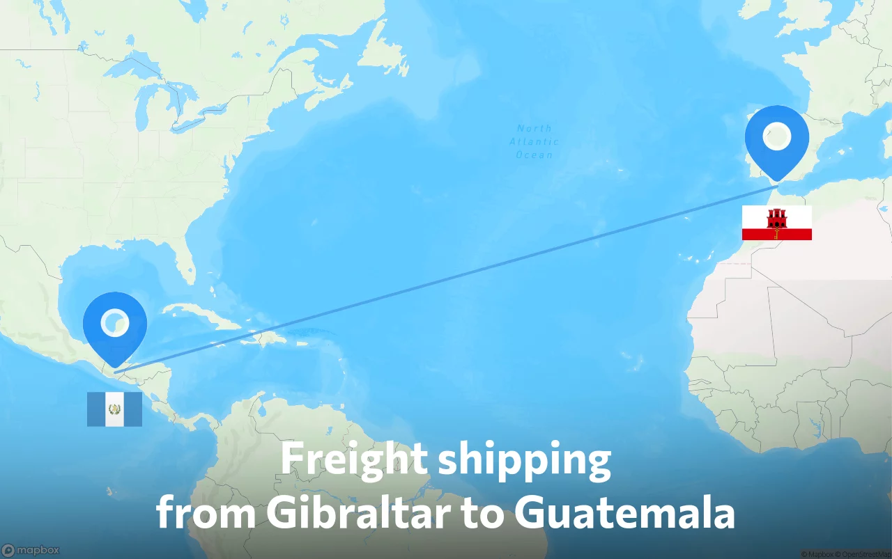 Shipping route from Gibraltar to Guatemala