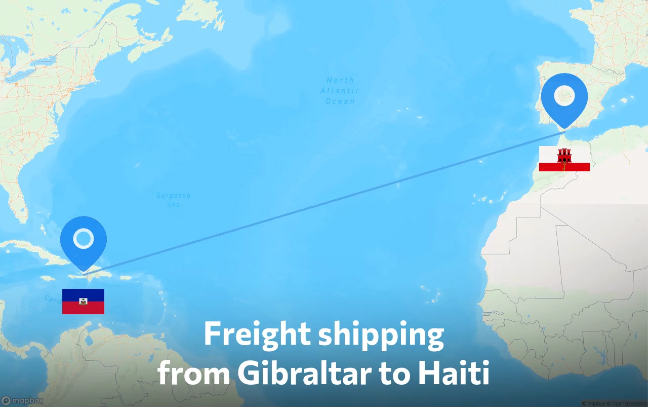 Shipping route from Gibraltar to Haiti