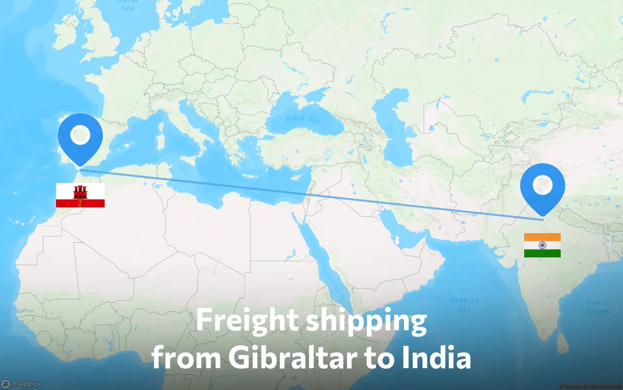 Shipping route from Gibraltar to India