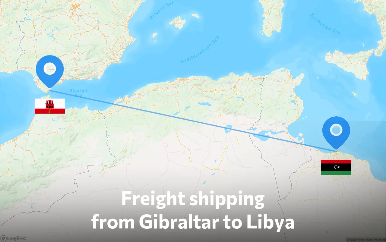 Shipping route from Gibraltar to Libya