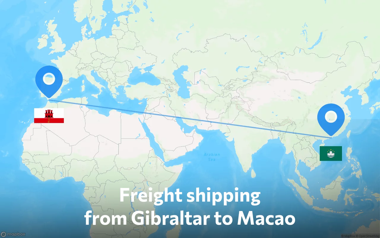 Shipping route from Gibraltar to Macao