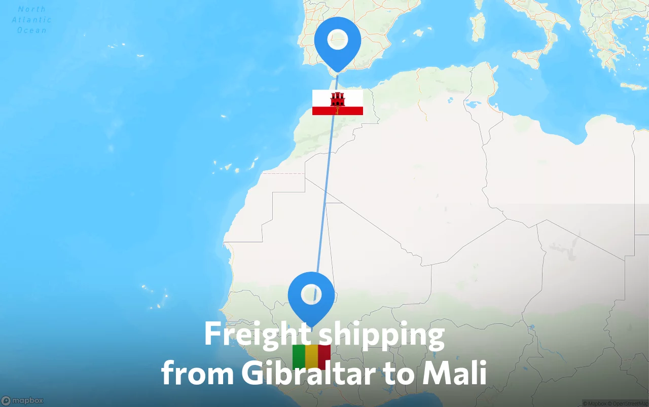 Shipping route from Gibraltar to Mali