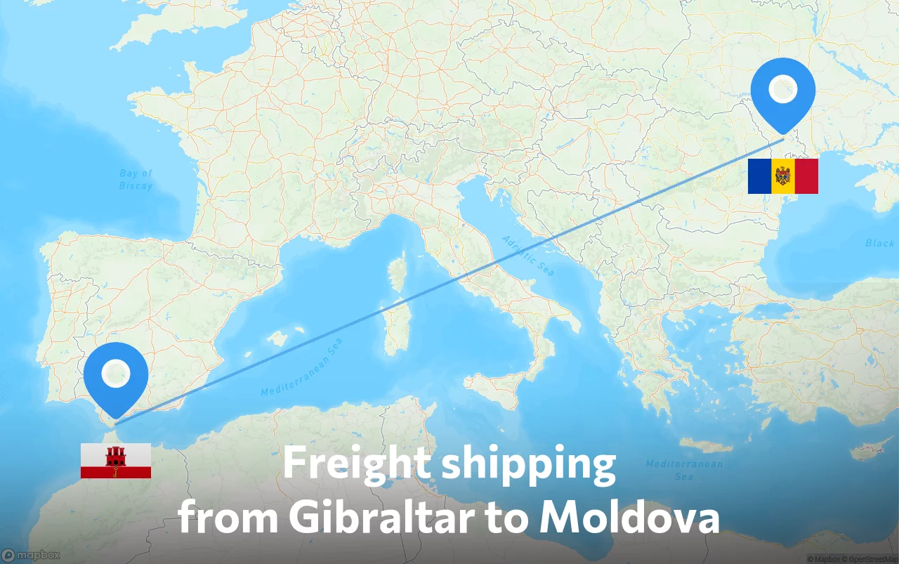 Shipping route from Gibraltar to Moldova