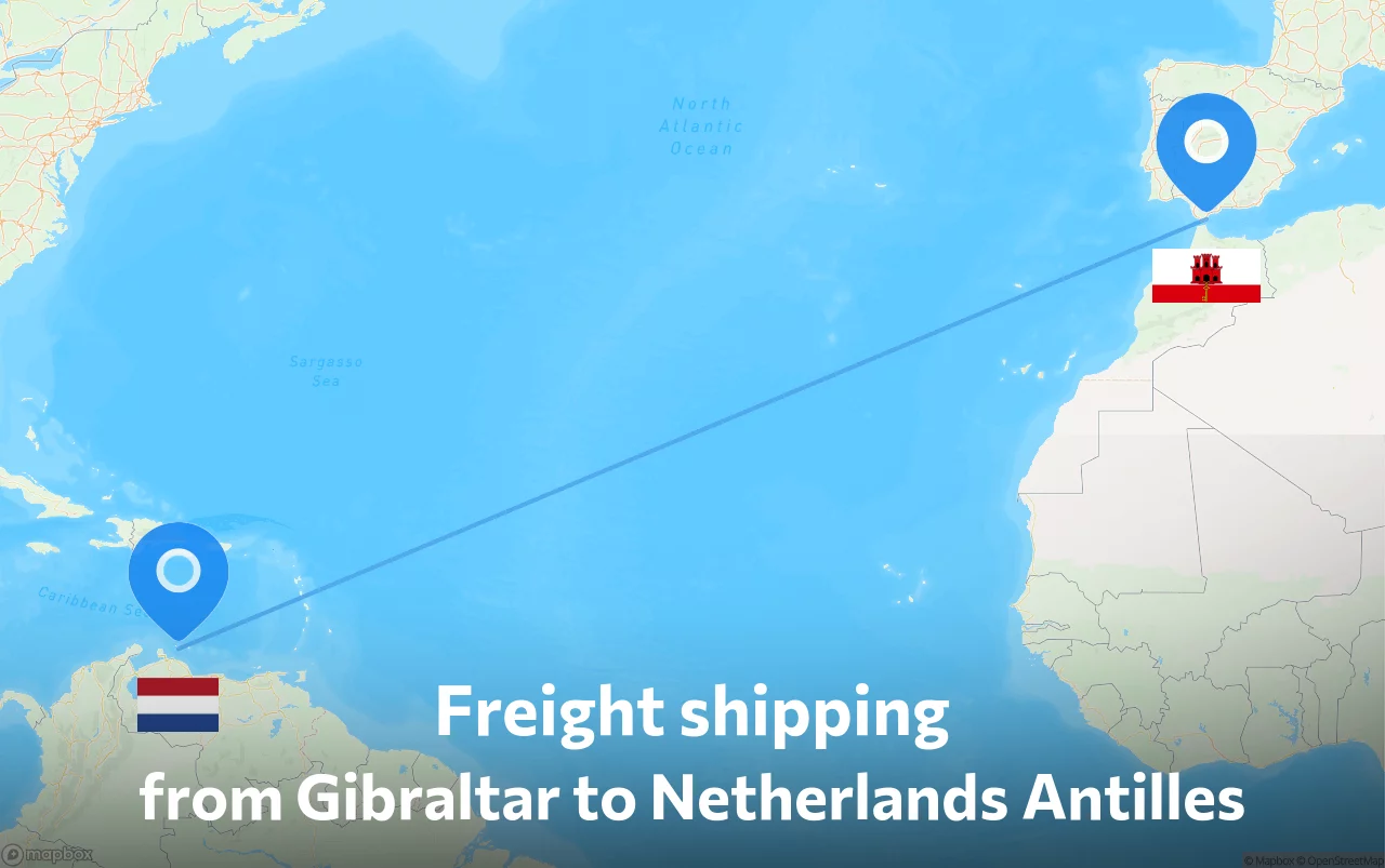 Shipping route from Gibraltar to Netherlands Antilles