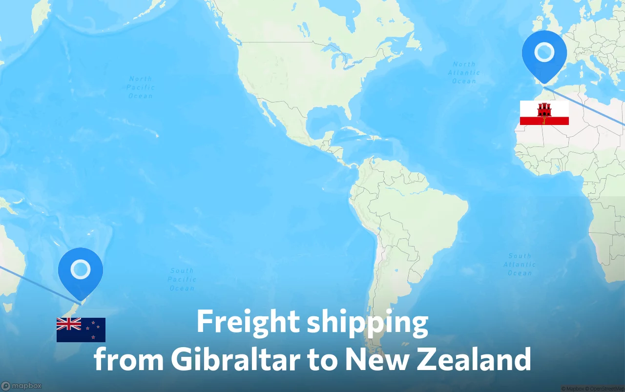 Shipping route from Gibraltar to New Zealand