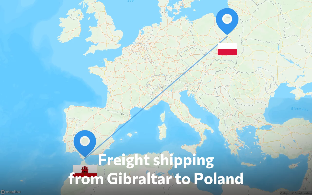 Shipping route from Gibraltar to Poland