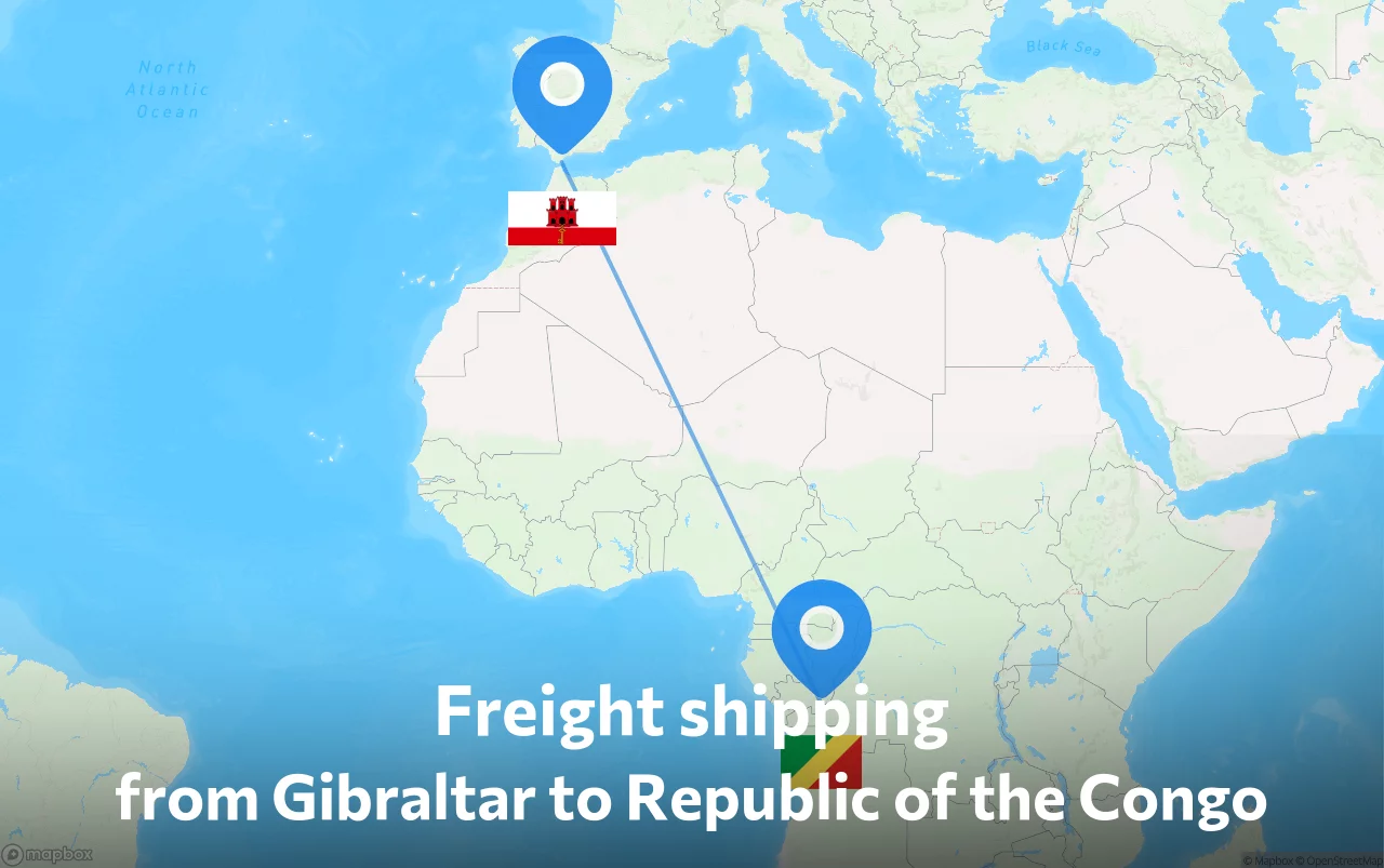 Shipping route from Gibraltar to Republic of the Congo