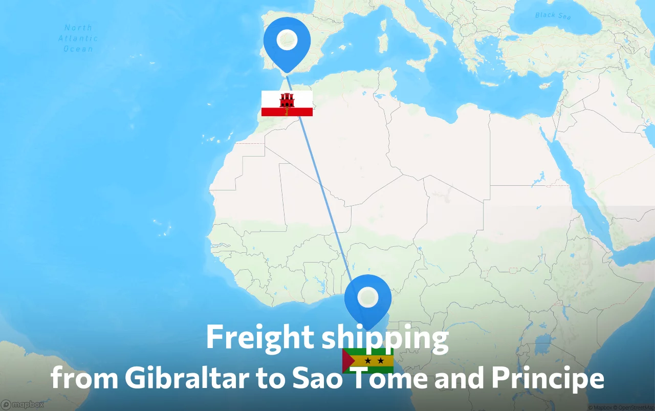 Shipping route from Gibraltar to Sao Tome and Principe