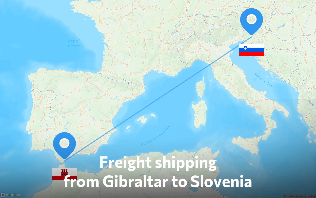 Shipping route from Gibraltar to Slovenia
