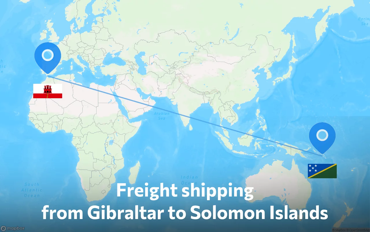 Shipping route from Gibraltar to Solomon Islands