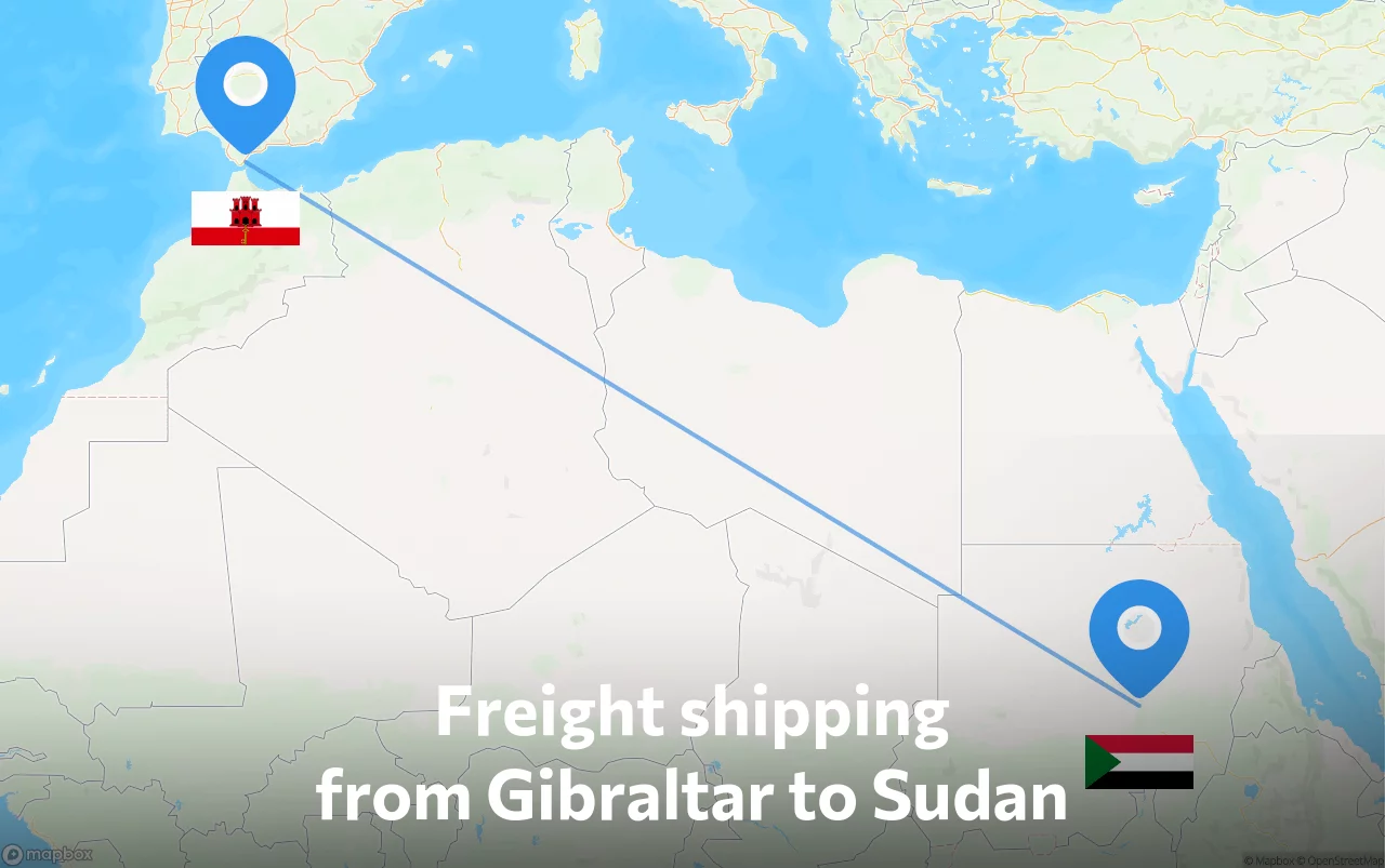 Shipping route from Gibraltar to Sudan