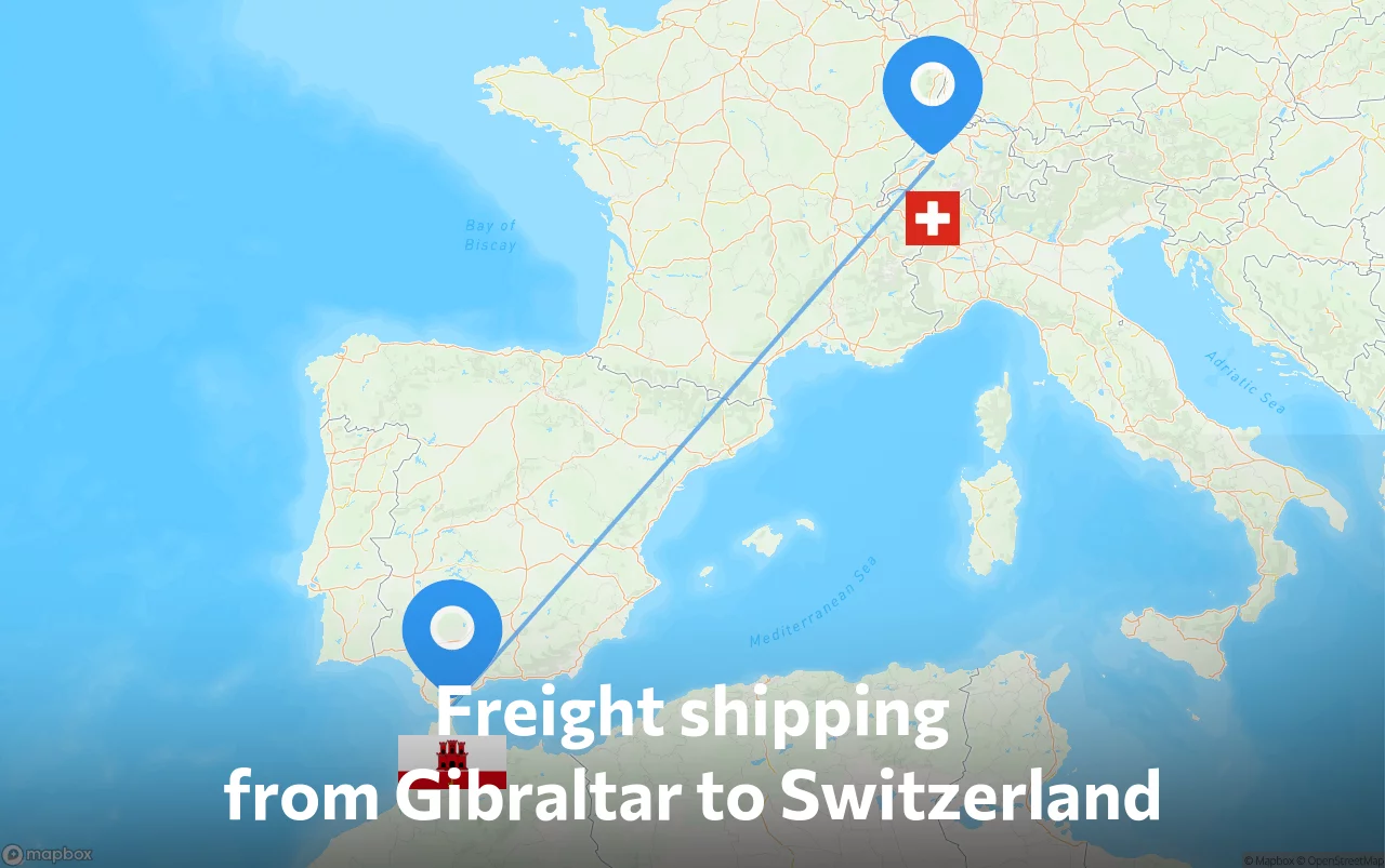 Shipping route from Gibraltar to Switzerland