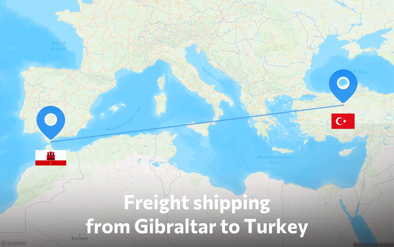 Shipping route from Gibraltar to Turkey