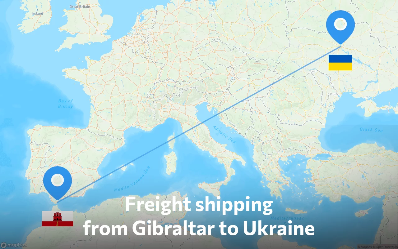Shipping route from Gibraltar to Ukraine