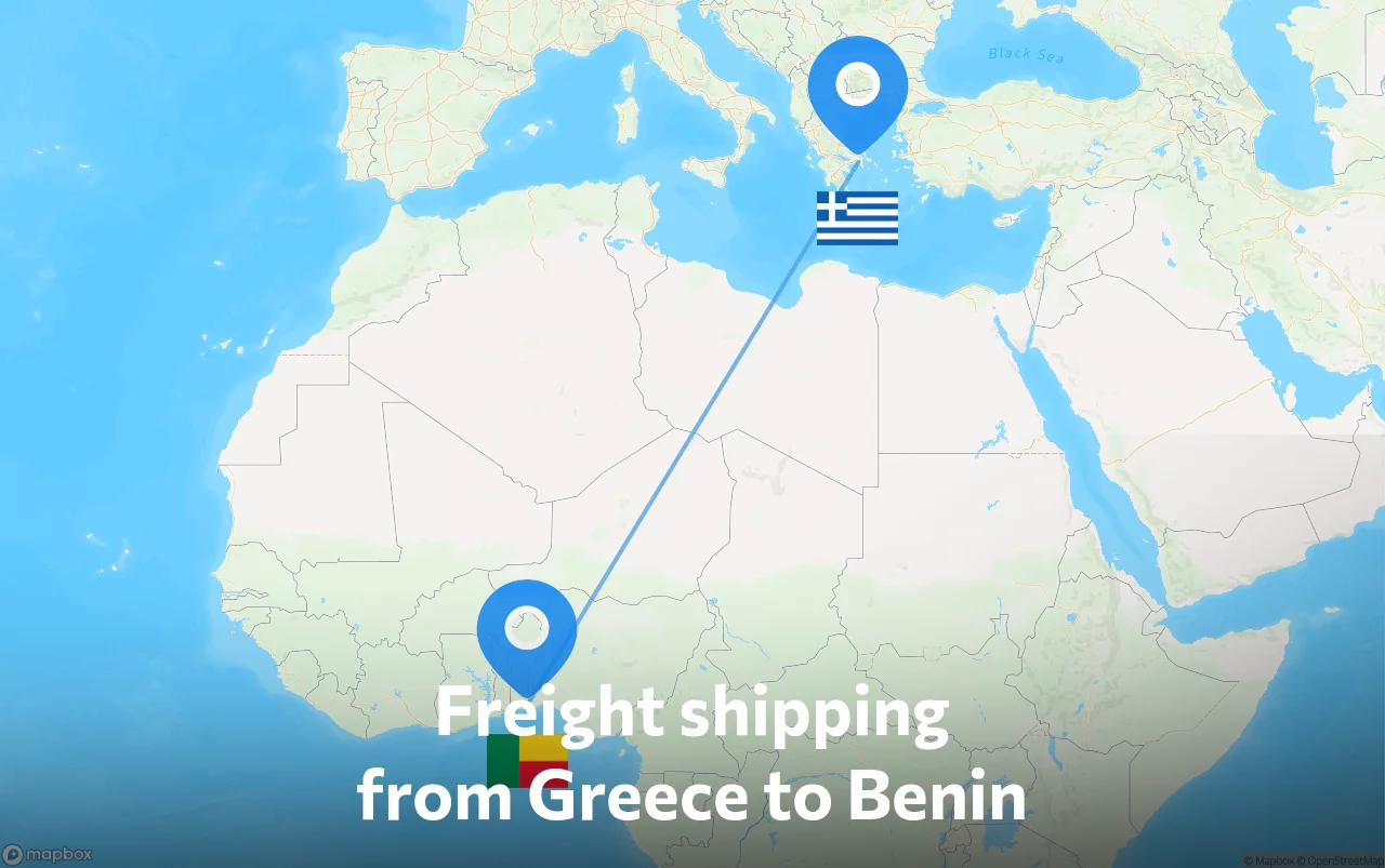 Shipping route from Greece to Benin