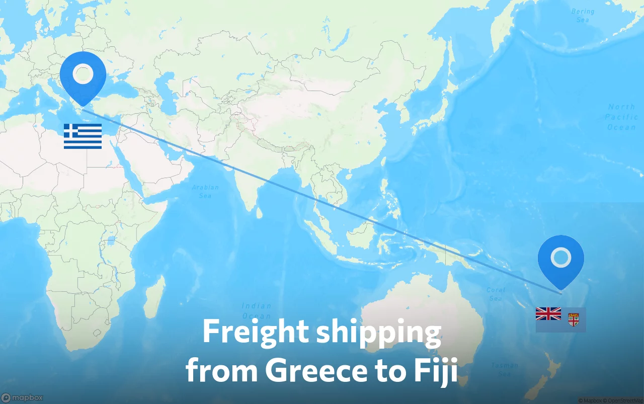 Shipping route from Greece to Fiji