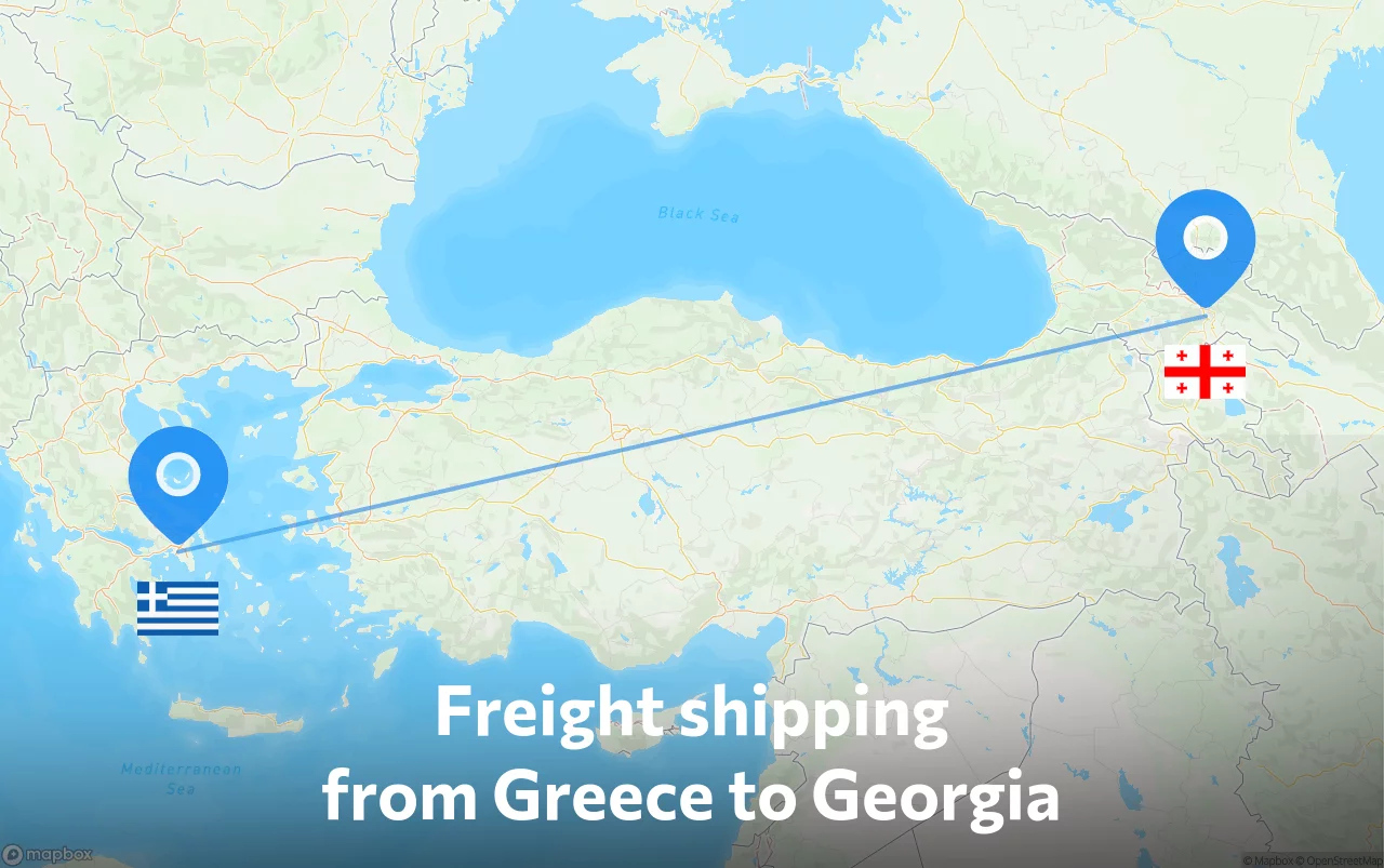 Shipping route from Greece to Georgia