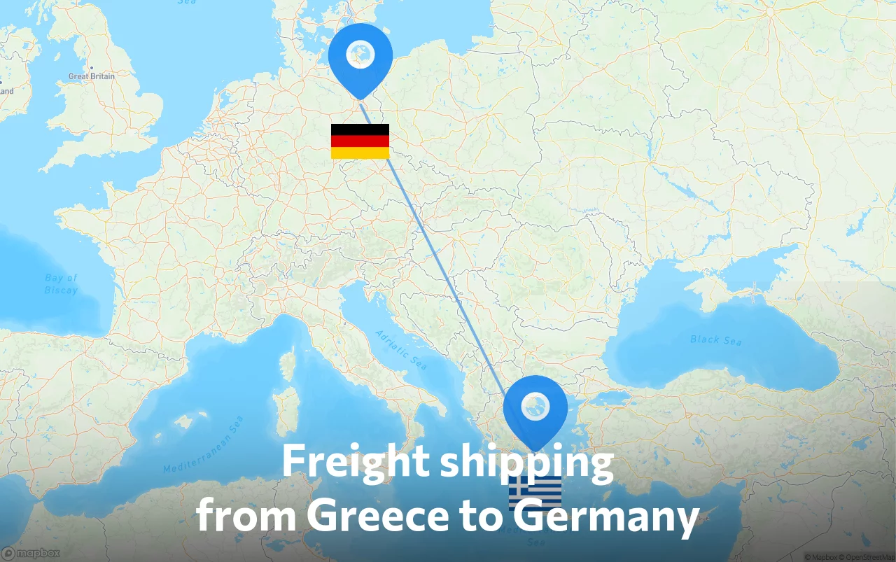 Shipping route from Greece to Germany