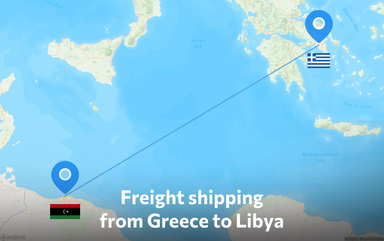 Shipping route from Greece to Libya