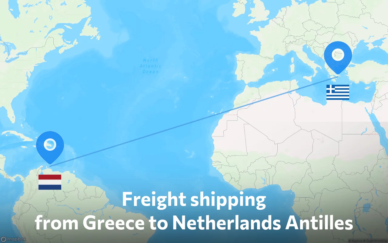 Shipping route from Greece to Netherlands Antilles