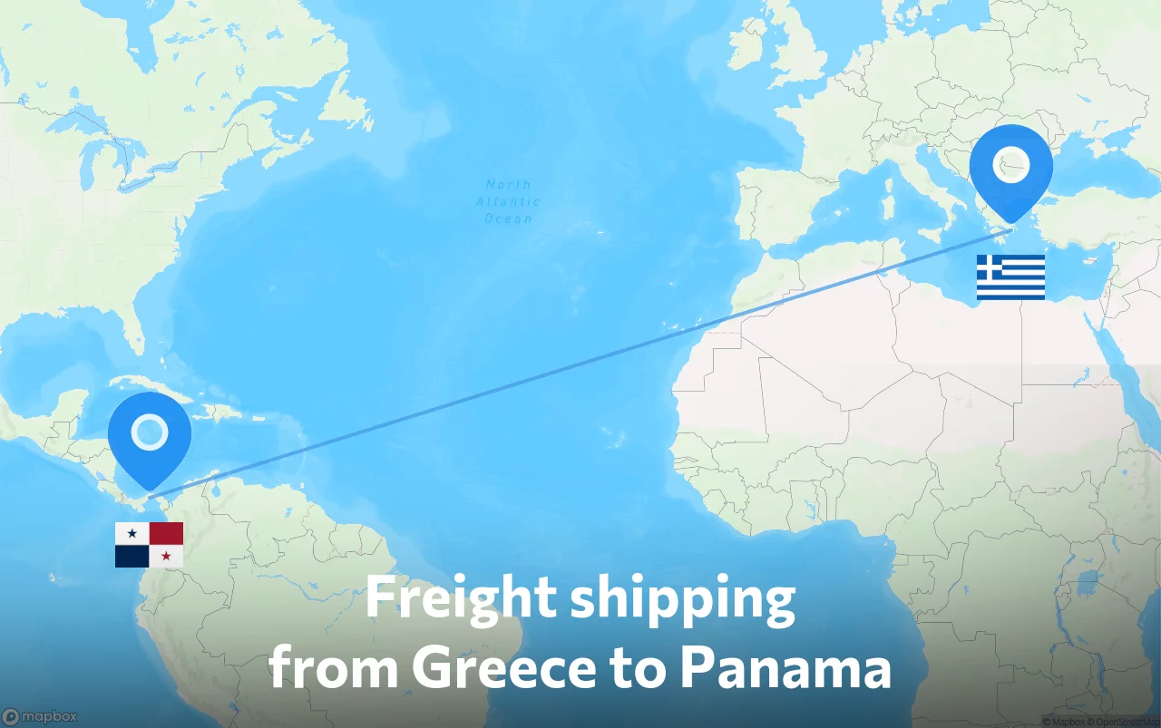 Shipping route from Greece to Panama