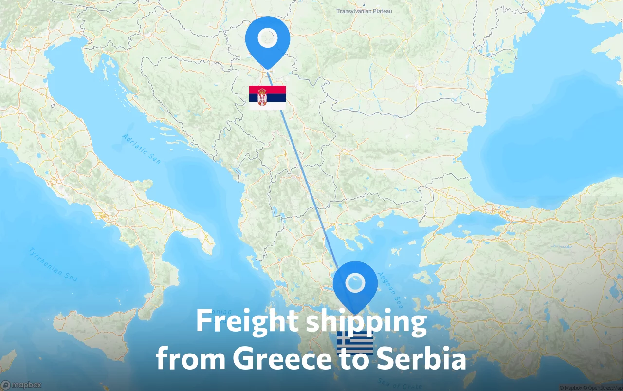 Shipping route from Greece to Serbia