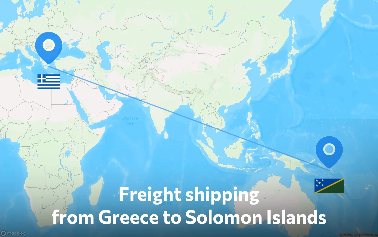 Shipping route from Greece to Solomon Islands