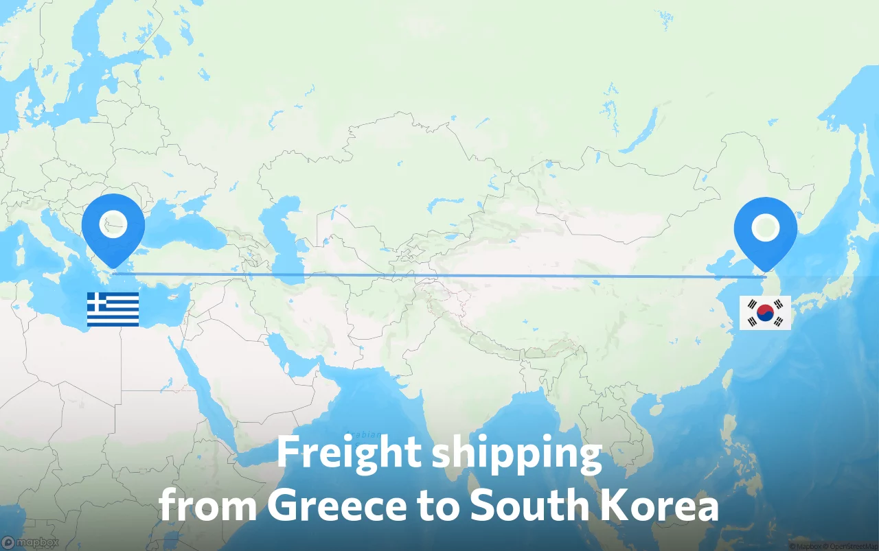 Shipping route from Greece to South Korea