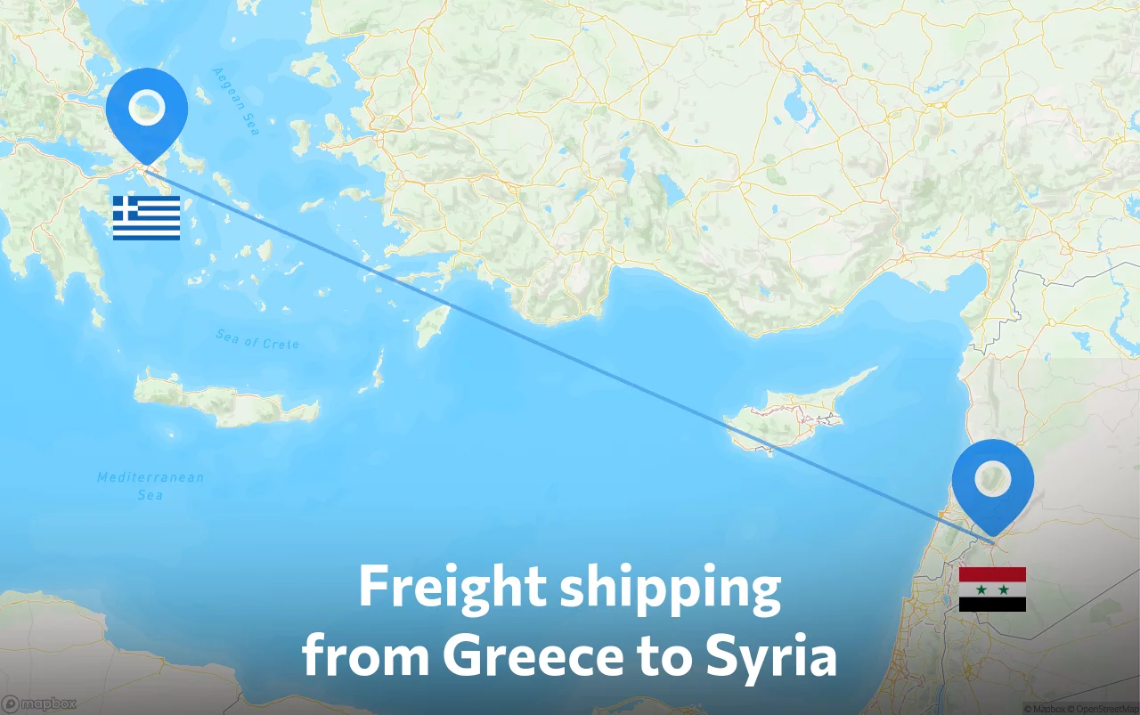 Shipping route from Greece to Syria
