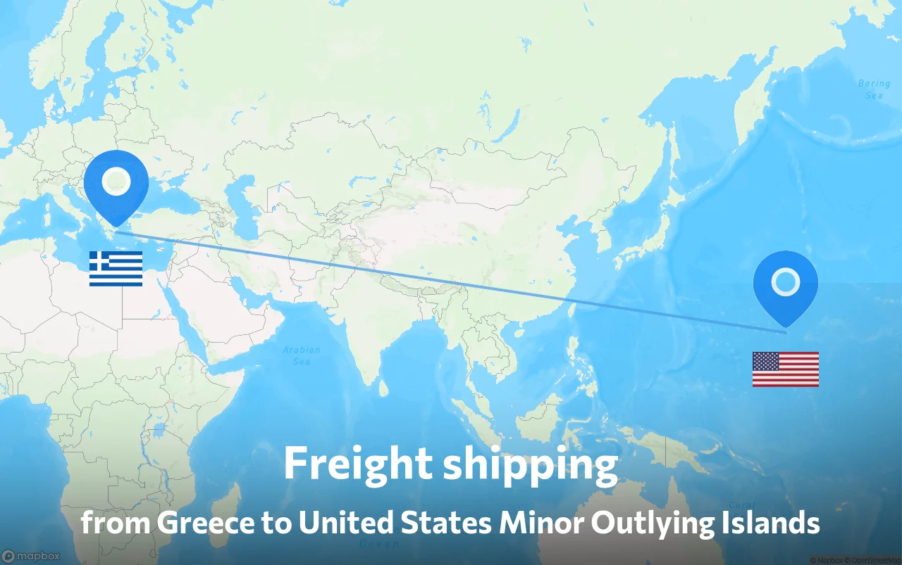 Shipping route from Greece to United States Minor Outlying Islands