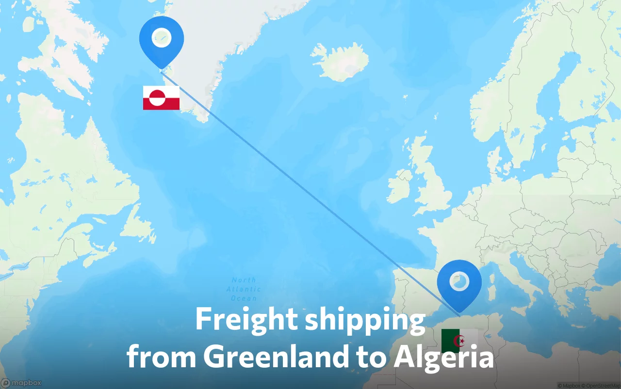 Shipping route from Greenland to Algeria