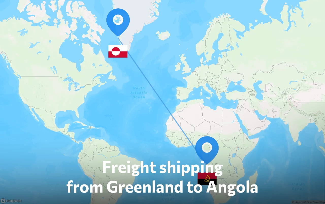 Shipping route from Greenland to Angola