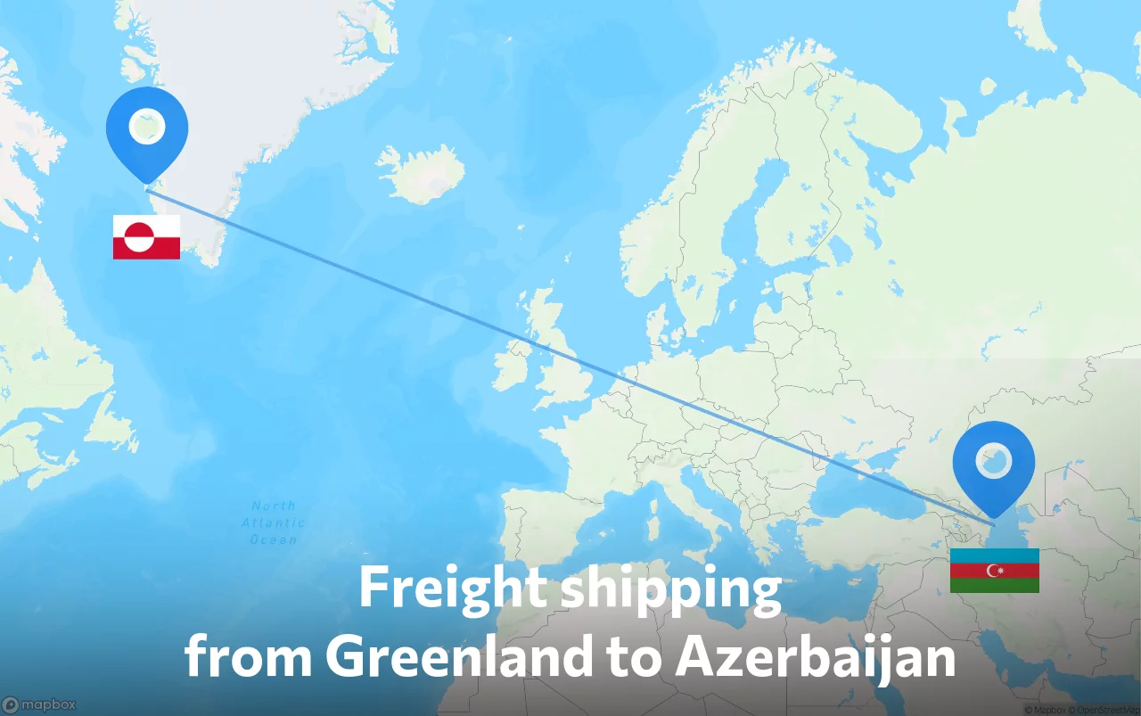 Shipping route from Greenland to Azerbaijan