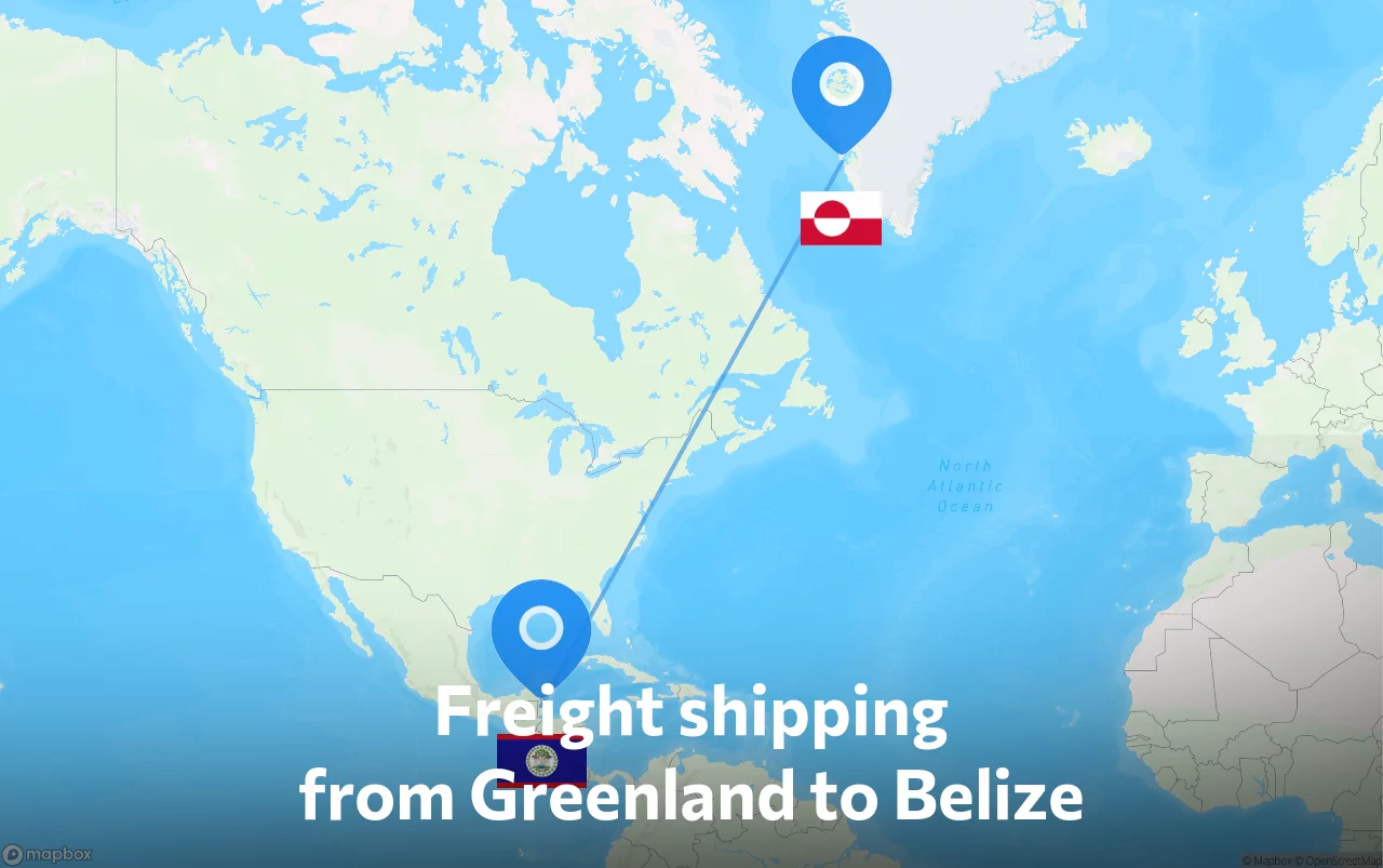 Shipping route from Greenland to Belize