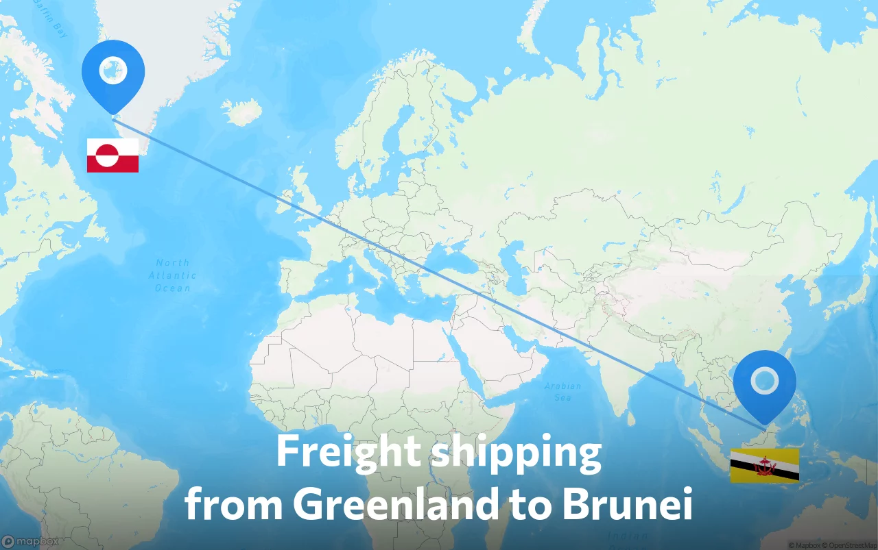 Shipping route from Greenland to Brunei