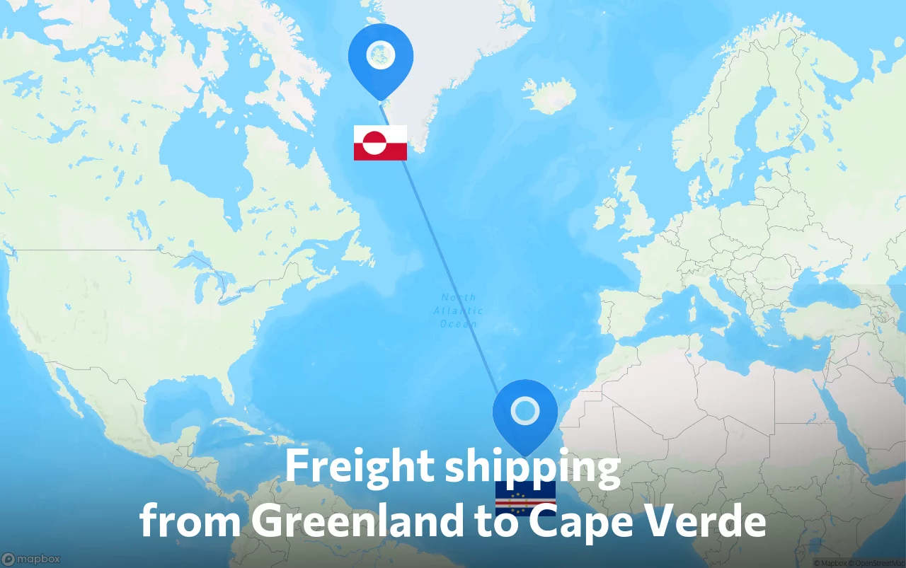 Shipping route from Greenland to Cape Verde
