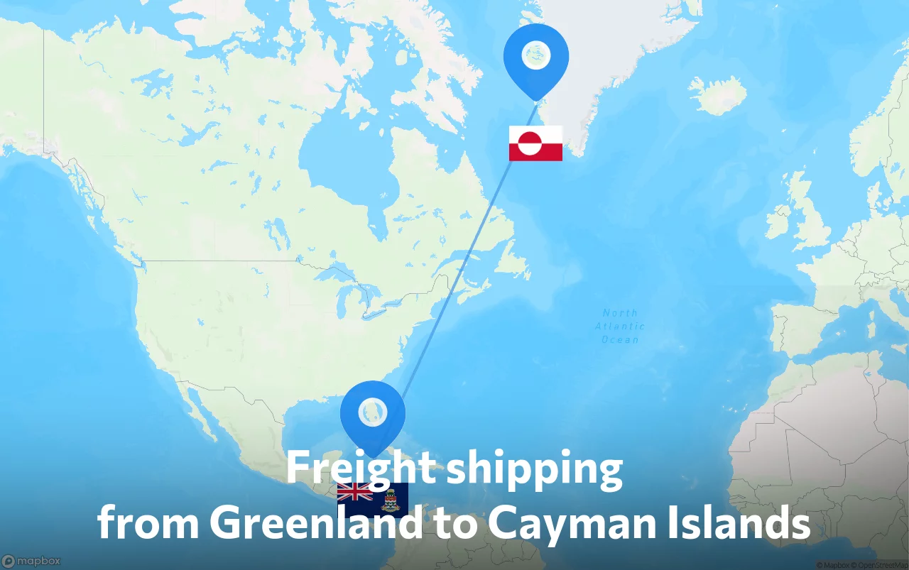 Shipping route from Greenland to Cayman Islands