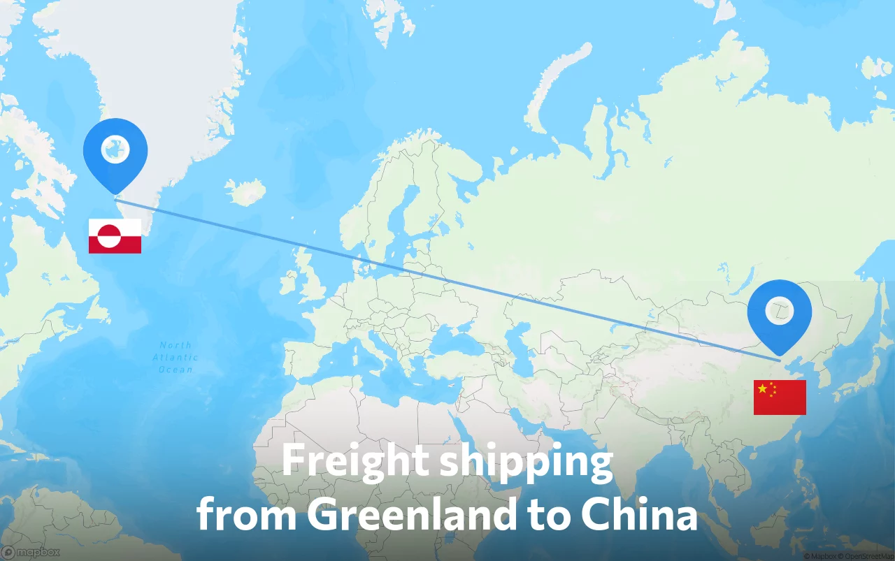 Shipping route from Greenland to China