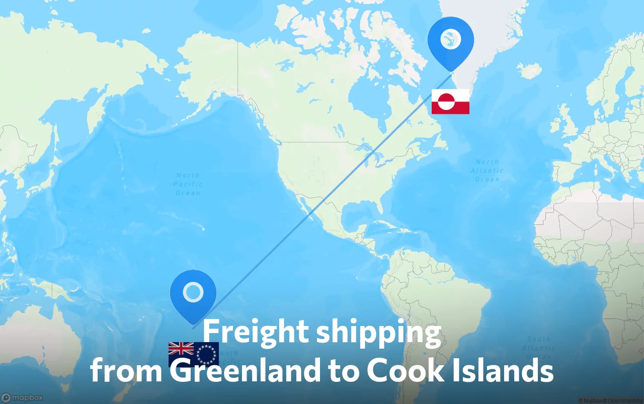 Shipping route from Greenland to Cook Islands