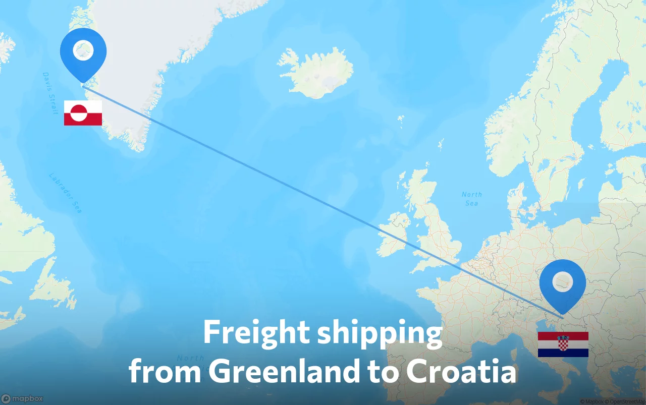 Shipping route from Greenland to Croatia