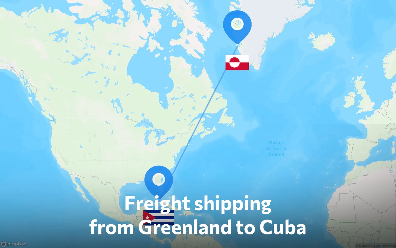 Shipping route from Greenland to Cuba
