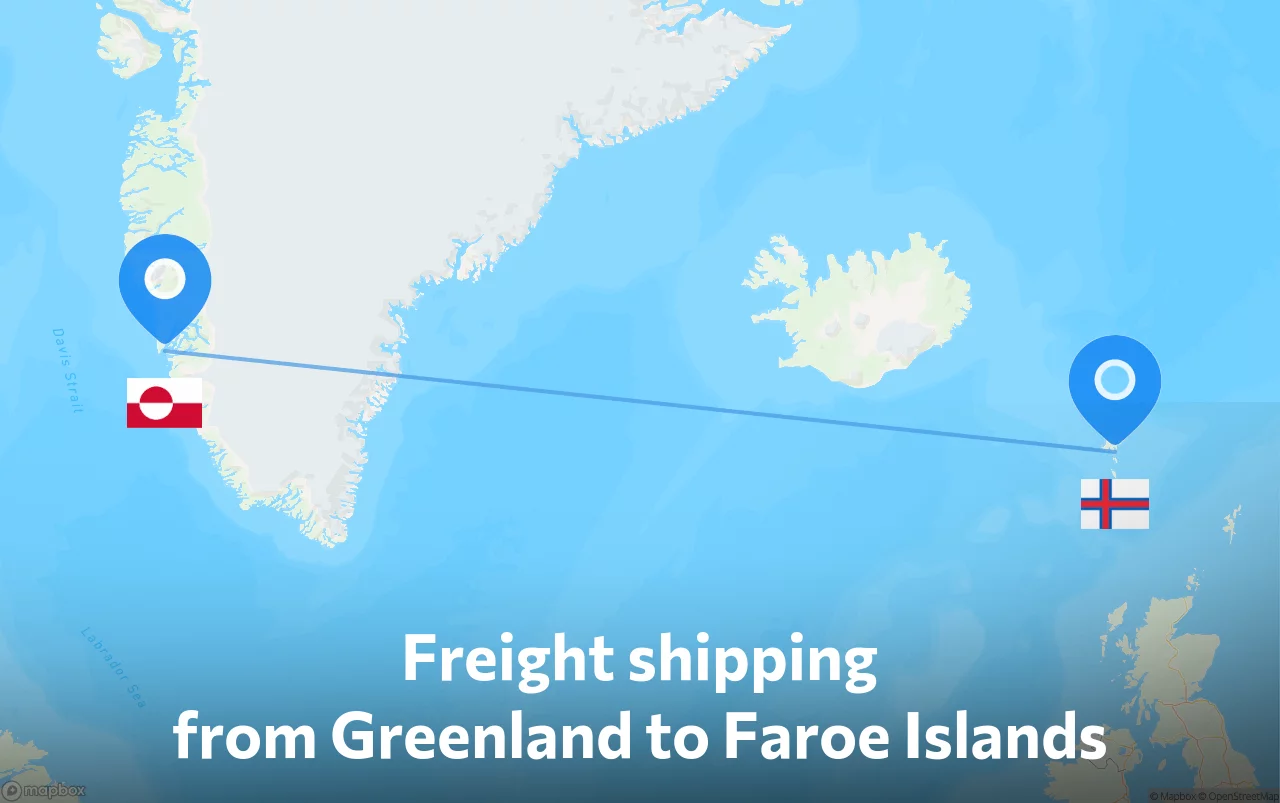 Shipping route from Greenland to Faroe Islands